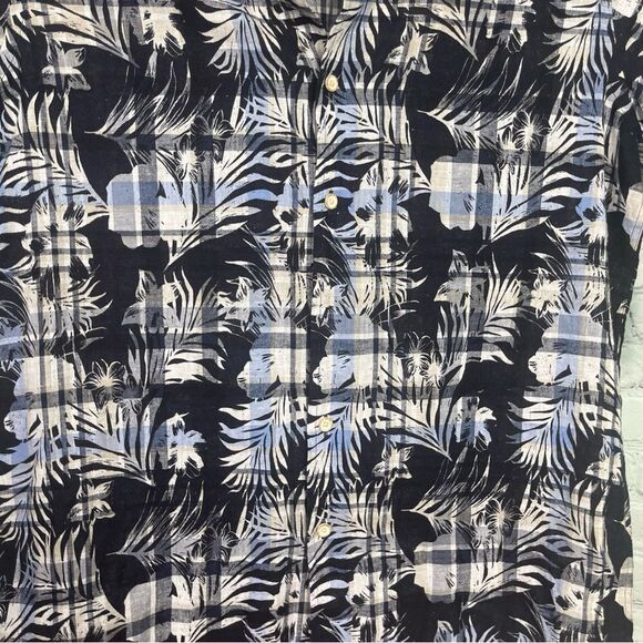 Tasso Elba Men's Hawaiian/Plaid  Button Up Shirt, Linen Cotton Size Small NWT - Picture 2 of 8